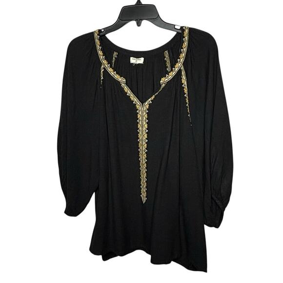 World Market Embroidered Linen Blend Boho Oversized Peasant Top Size S/M - Picture 1 of 10